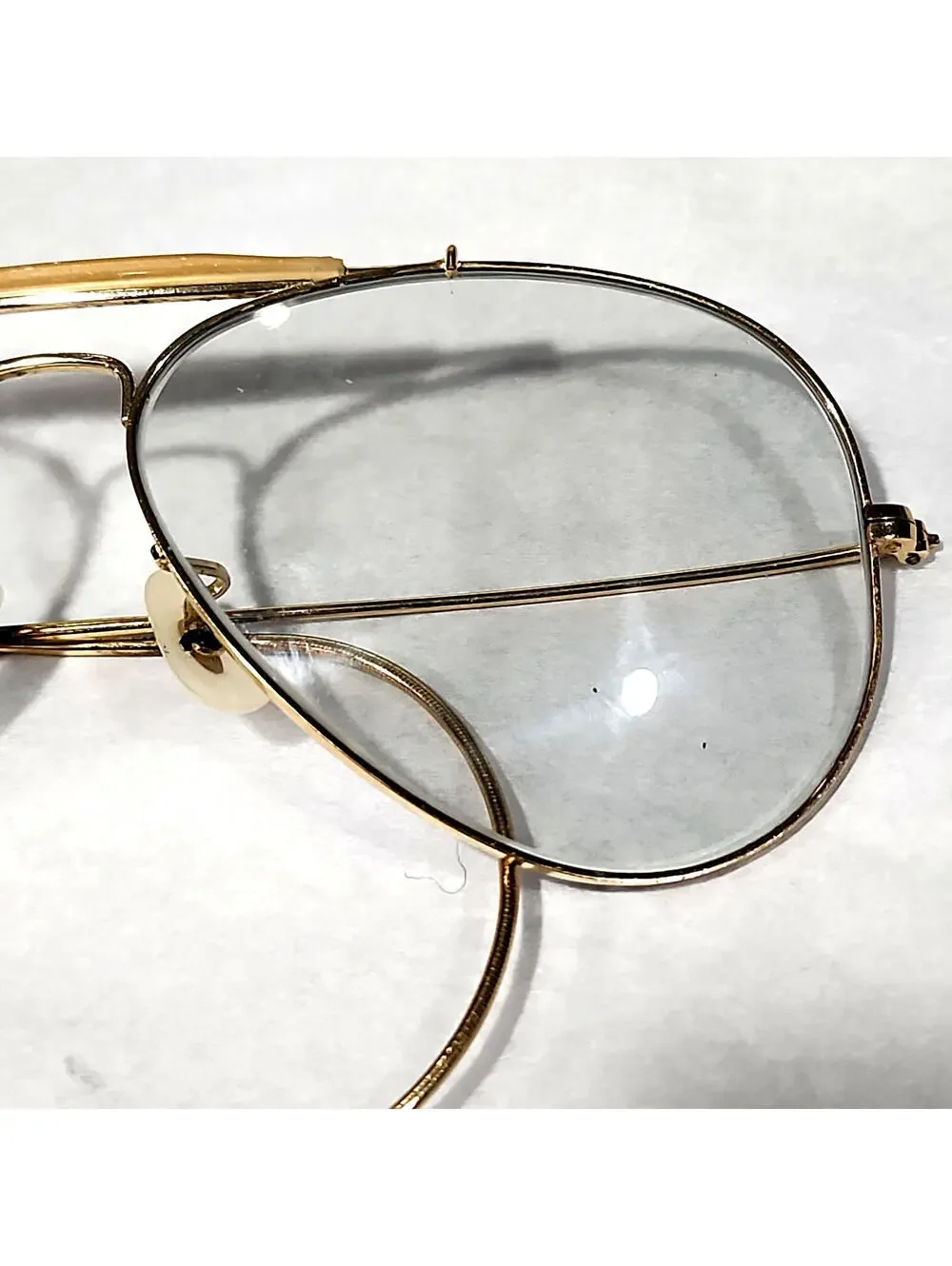 Ray Ban B&L Vintage 70's Outdoorsman Gold Light Gray Aviator Sunglasses 58-14